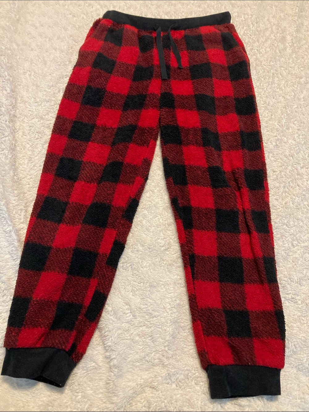 Women’s Plush Plaid Pajama Pants in Red and Black